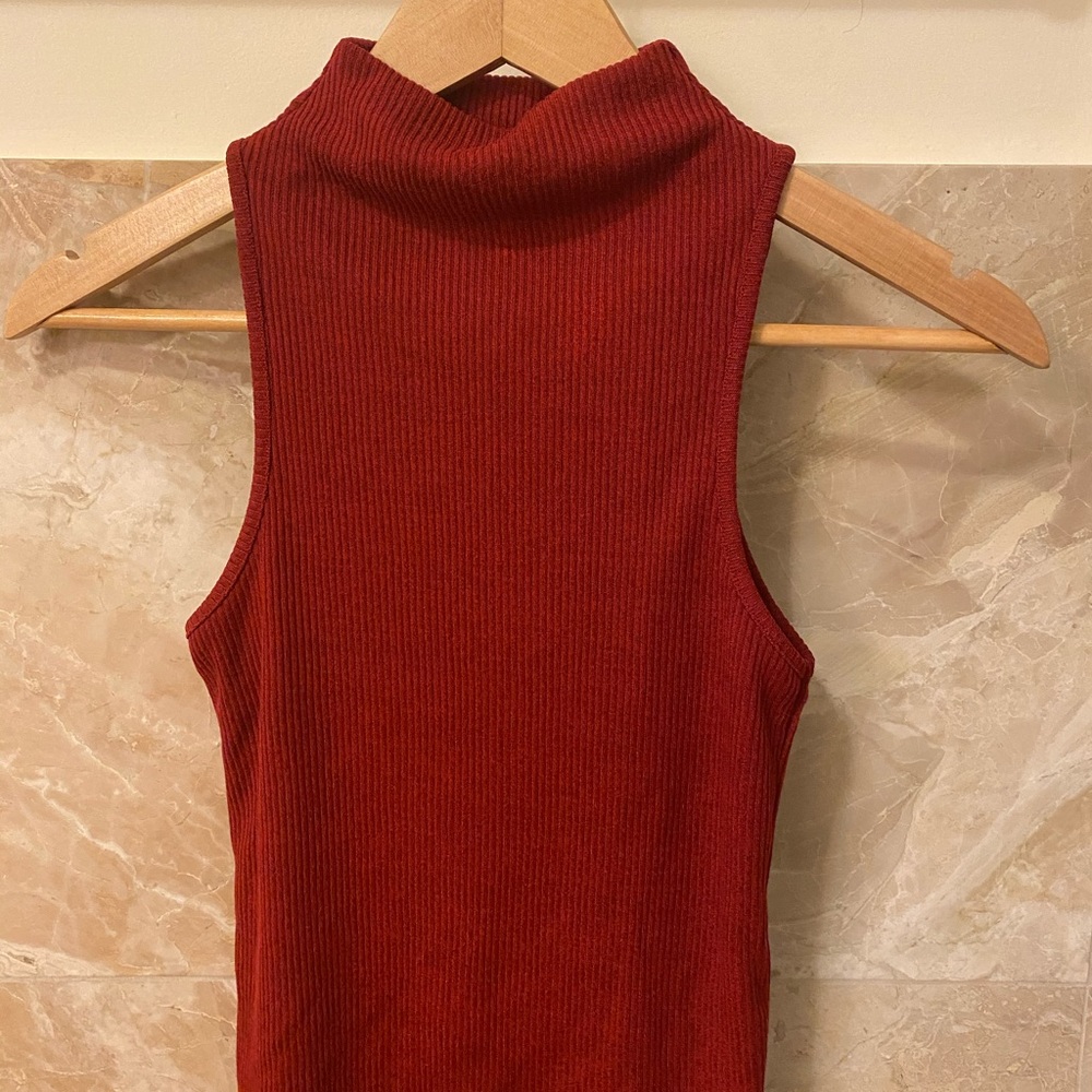 Topshop Red Turtleneck Crop Top
